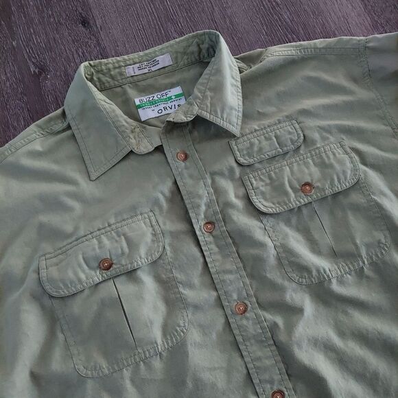 Orviz Buzz Off Insect Repellant Men’s Long Sleeve Button Up Green Shirt XL - Picture 2 of 7